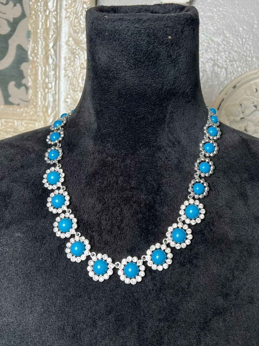 Turquoise Halo Crystal Necklace - Women Jewelry